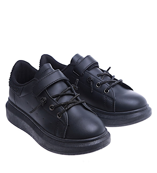 Czarne trampki dziewczęce na platformie /E7-3 14765 T513/