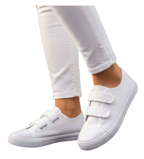 Białe tenisówki dla dziewczynki na rzepy /C2-1 18102 T189/