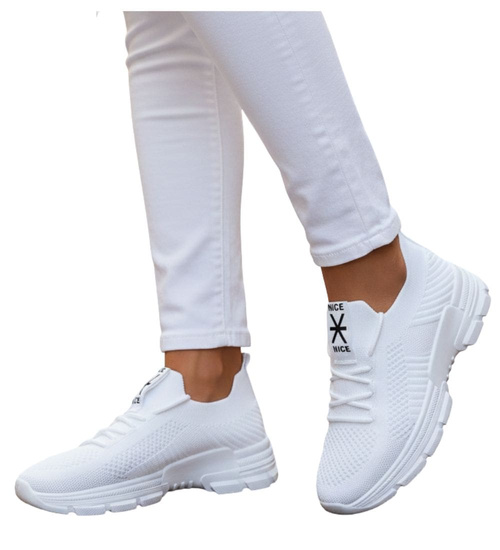 Wsuwane damskie buty sportowe Białe /B4-2 13099 S396/