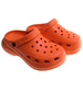 Pomarańczowe klapki na koturnie wodoodporne /H2 17858 G008/
