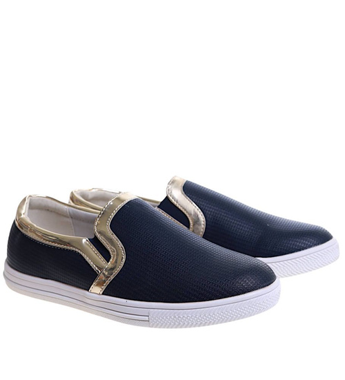 Dziewczęce granatowe trampki slip on /F5-1 11713 T193/