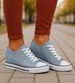 Niebieskie trampki sneakersy na niskim koturnie /i4-3 16614 T094/