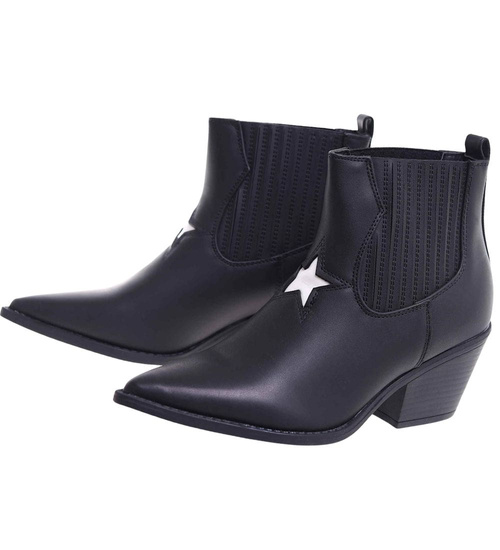 Czarne botki kowbojki lekko ocieplane /G3-3 18305 T199/