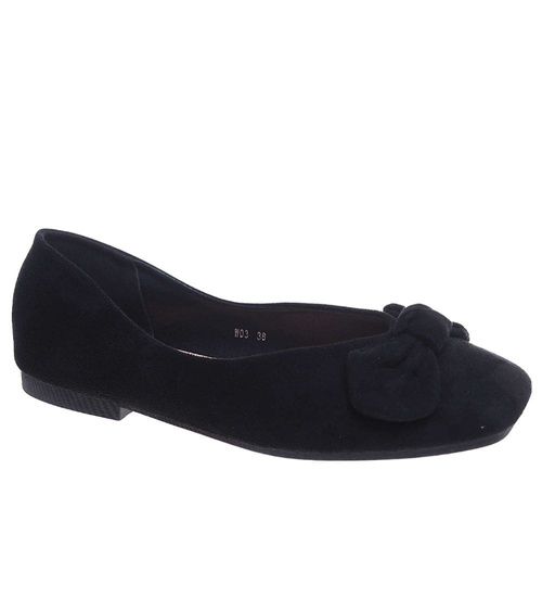 Czarne baleriny damskie z kokardą /E3-1 +h2 17696 W4-92/