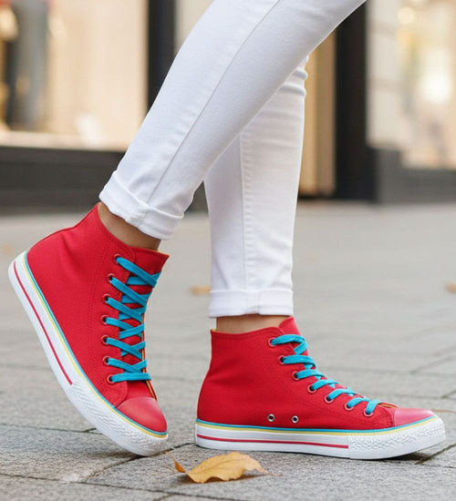 Czerwone trampki z wysoką cholewką /E7-3 7825 S7/