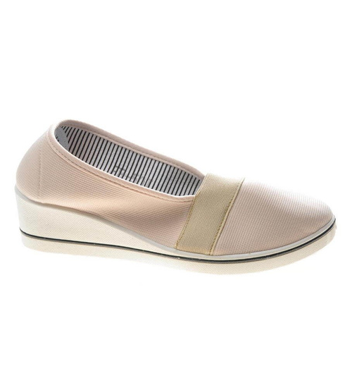 Dziecięce trampki na niskim obcasie Beżowe /F9-1 4818 S089/