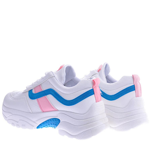 Wiązane sportowe buty damskie białe /F1-3 12519 T292/