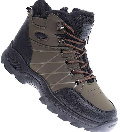 Zimowe męskie buty trekkingowe Army Green /G8-2 15385 T535/ Zimowe męskie buty trekkingowe Army Green /G8-2 15385 T535/