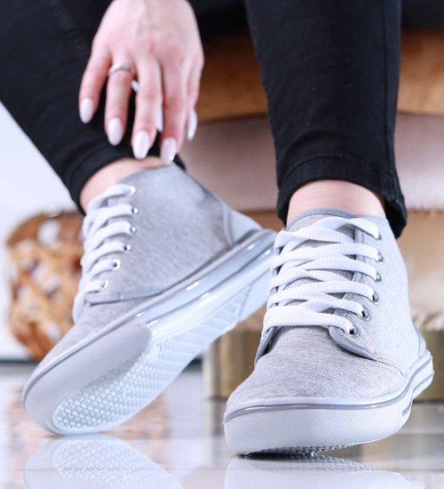 Wysokie trampki damskie jasno szare /F7-3 13875 S097/