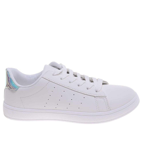 Sznurowane białe trampki damskie /C2-2 18654 T177/