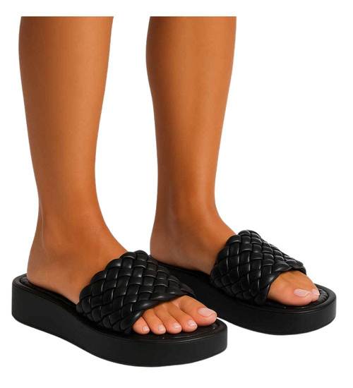 Klapki damskie czarne na platformie /D6-2 17783 T191/