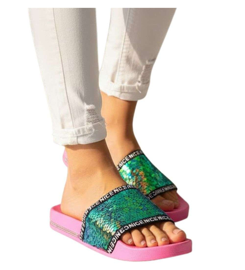 Różowe plażowe klapki damskie /H2-B1-2 14372 S1/