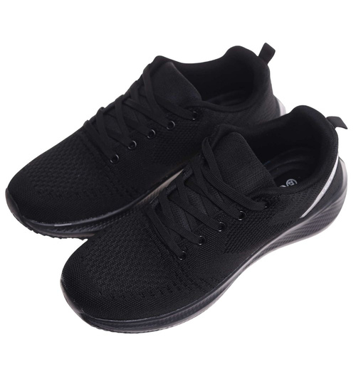 Sznurowane męskie czarne buty sportowe /C5-1 18002 GF483/