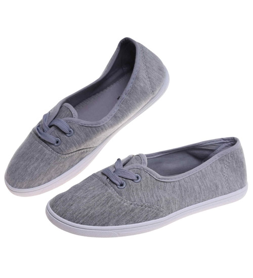 Wiązane damskie tenisówki szare /E8-1 18095 S098/