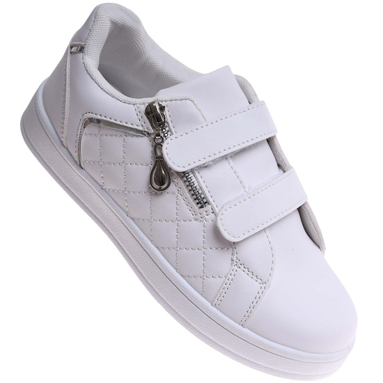 Białe trampki dziewczęce na rzepy /E3-2 17306 T282/