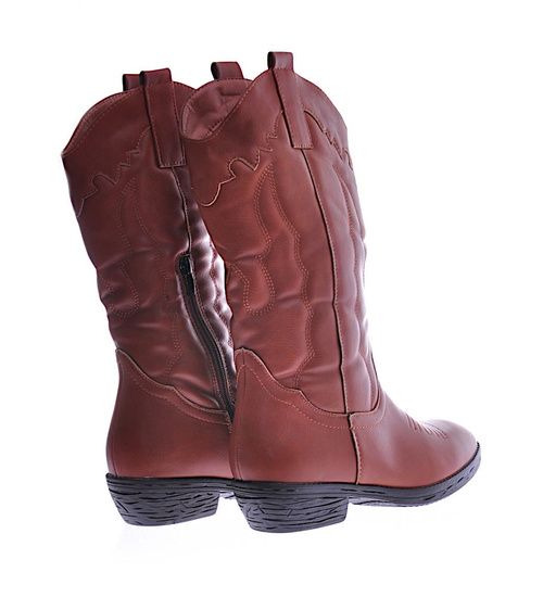 Klasyczne brązowe kozaki z ociepleniem /A8-2 12572 T393/