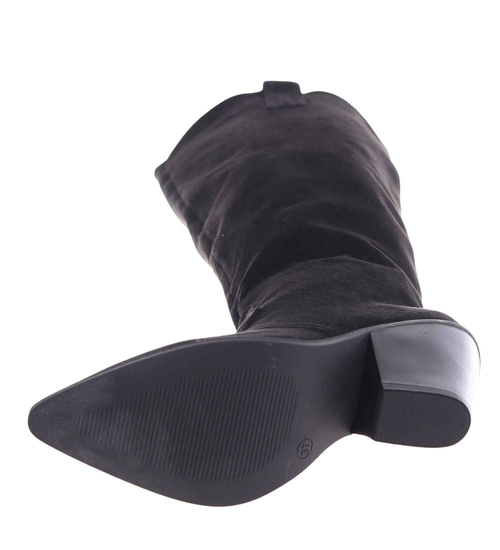 Czarne ocieplane kozaki damskie kowbojki /D8-1 18432 T585/