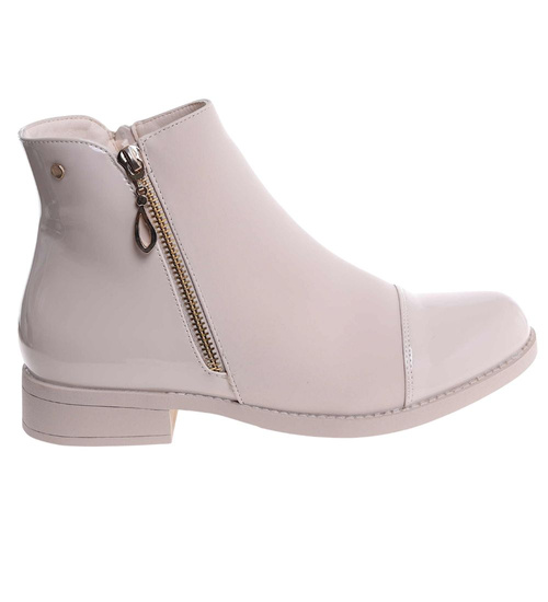 Zimowe beżowe botki damskie ocieplane /L3-2 18544 W222/