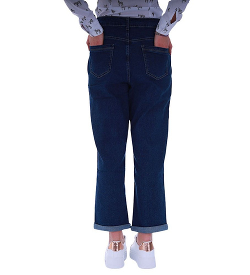 Granatowe jeansowe spodnie Boyfriend /H2 UB855 G340/