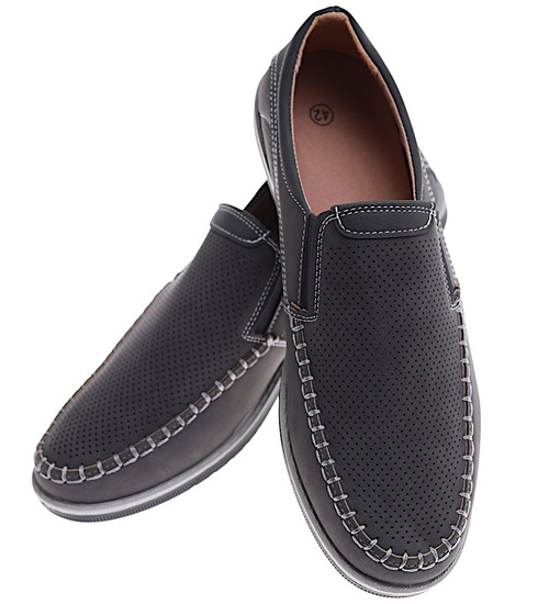 Wsuwane męskie półbuty mokasyny szare /B6-1 16544 T481/