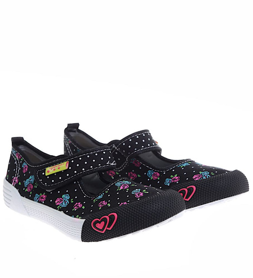 Dziewczęce wycięte czarne tenisówki z rzepem /G12-1 16889 T1-6/