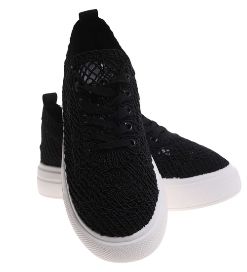 Ażurowe letnie trampki na platformie Czarne /G12-3 17950 G383 +H2/