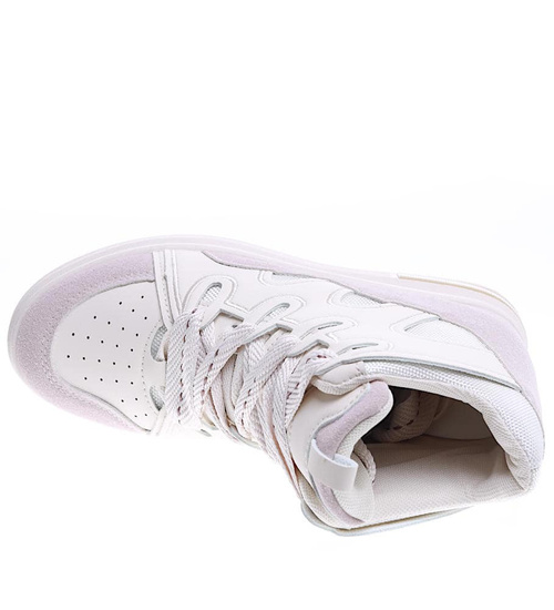 Beżowe trampki na koturnie /F8-3 15778 D430/