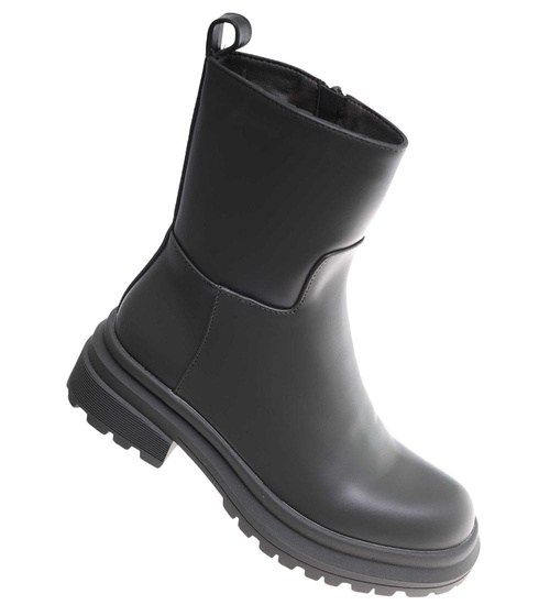 Zielone botki damskie na płaskim obcasie /F8-1 18263 W187 +H2/