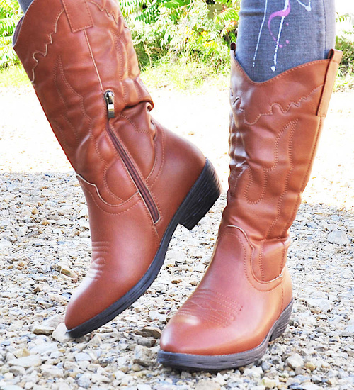 Klasyczne brązowe kozaki z ociepleniem /A8-2 12572 T393/