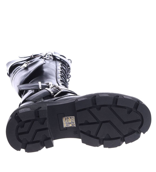 Czarne wysokie trapery glany /A5-3 14879 T534/