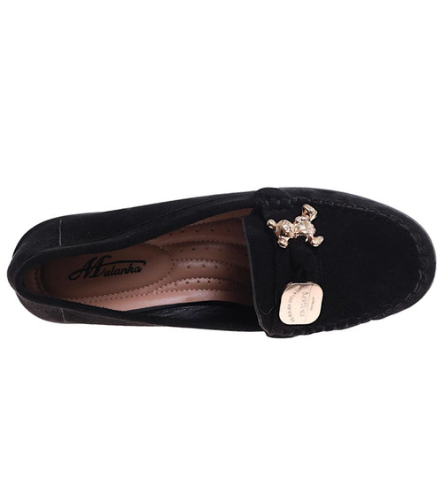 Czarne zamszowe czółenka na koturnie /B1-2 18191 W135/