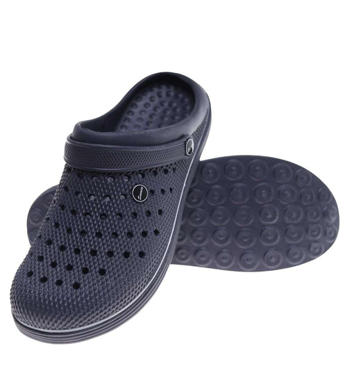 Kryte granatowe klapki męskie z paskiem /H2 18649 T135/