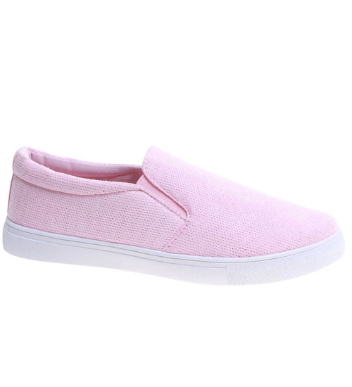 Wsuwane pastelowe trampki damskie slip on Różowe /G8-2 13607 T171/