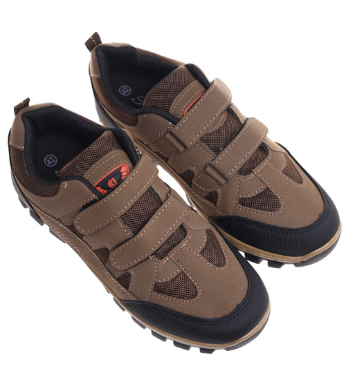 Buty trekkingowe na rzepy Brązowe /E3-3 18205 T386/