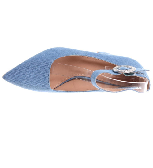 Niebieskie czółenka z paskiem na słupku /G5-3 17768 G158/