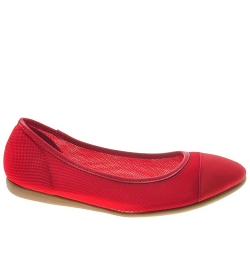 Czerwone balerinki w casualowym stylu /G3-1 8374 S098/