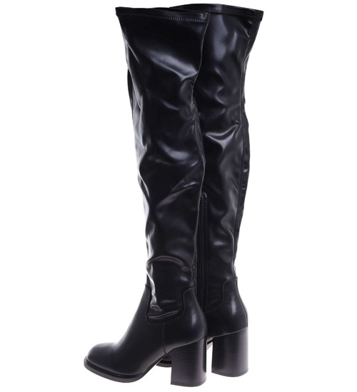 Czarne kozaki muszkieterki na obcasie /A5-2 18291 T585/