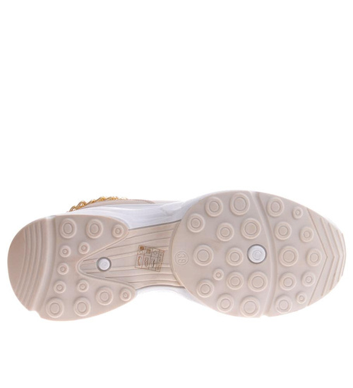 Beżowe trampki sneakersy na koturnie /C2-2 10921 W385/