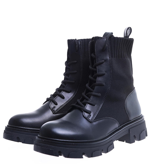 Klasyczne wsuwane czarne botki workery /B2-3 13035 T494/