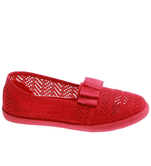 Ażurowe dziewczęce tenisówki Czerwone /B1-2 13656 T8/