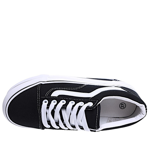 Czarne trampki materiałowe tenisówki sznurowane /E3-2 15566 T341/