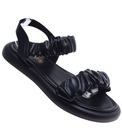 Czarne letnie sandały na platformie /A1-2 17555 T130/