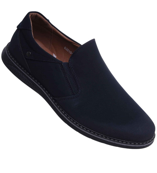 Wsuwane męskie półbuty mokasyny Granatowe /E7-2 18142 T555/
