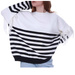 Biało czarny damski sweter nietoperz w paski /H UB913 S381/