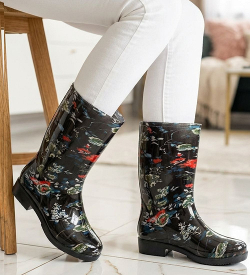 Kalosze gumiaki damskie w kwiaty /A1-1 14709 T328/