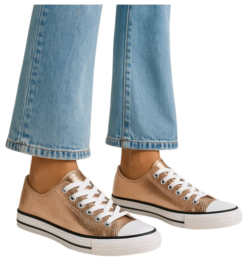 Sznurowane klasyczne trampki damskie /A6-3 16402 G168/