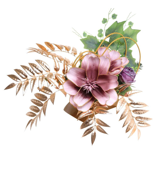 Duży stroik Fioletowo złote kwiaty KOMP141 M700