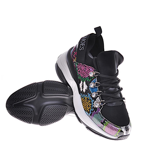 Damskie buty sportowe na platformie Czarne /G8-2 12392 S394/ 