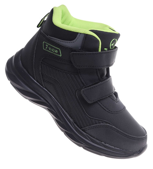 Ocieplane półbuty na rzepy Czarno zielone /E5-2 18363 T285/