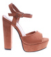 Kamelowe sandały na wysokim obcasie /G1-1 14218 S246/